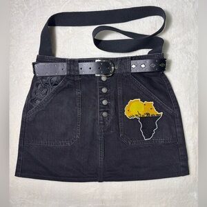 Moodys Booty Bags With Africa Patch Studded Belt Embroidered Flower Strap